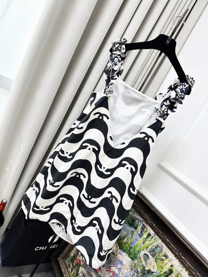 Chanel black and white dress