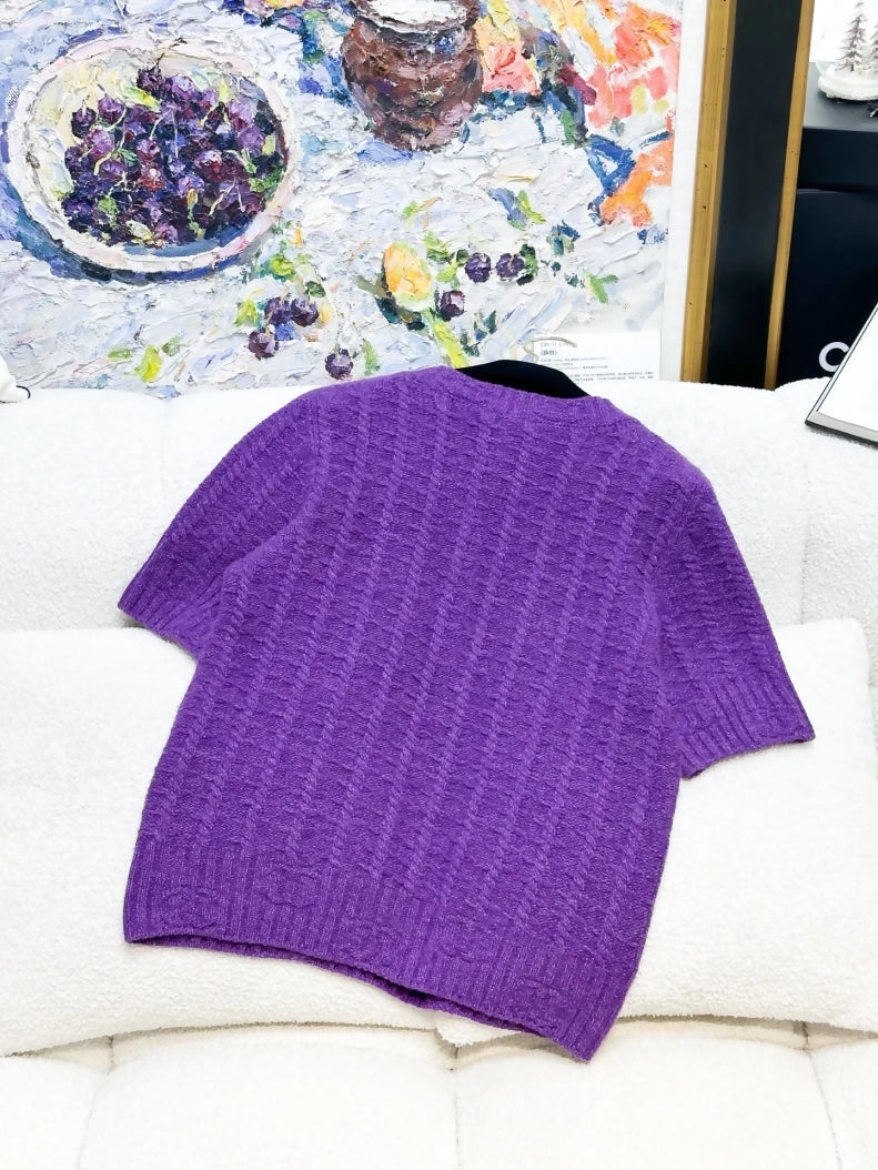Chanel 23B Purple Cashmere Top