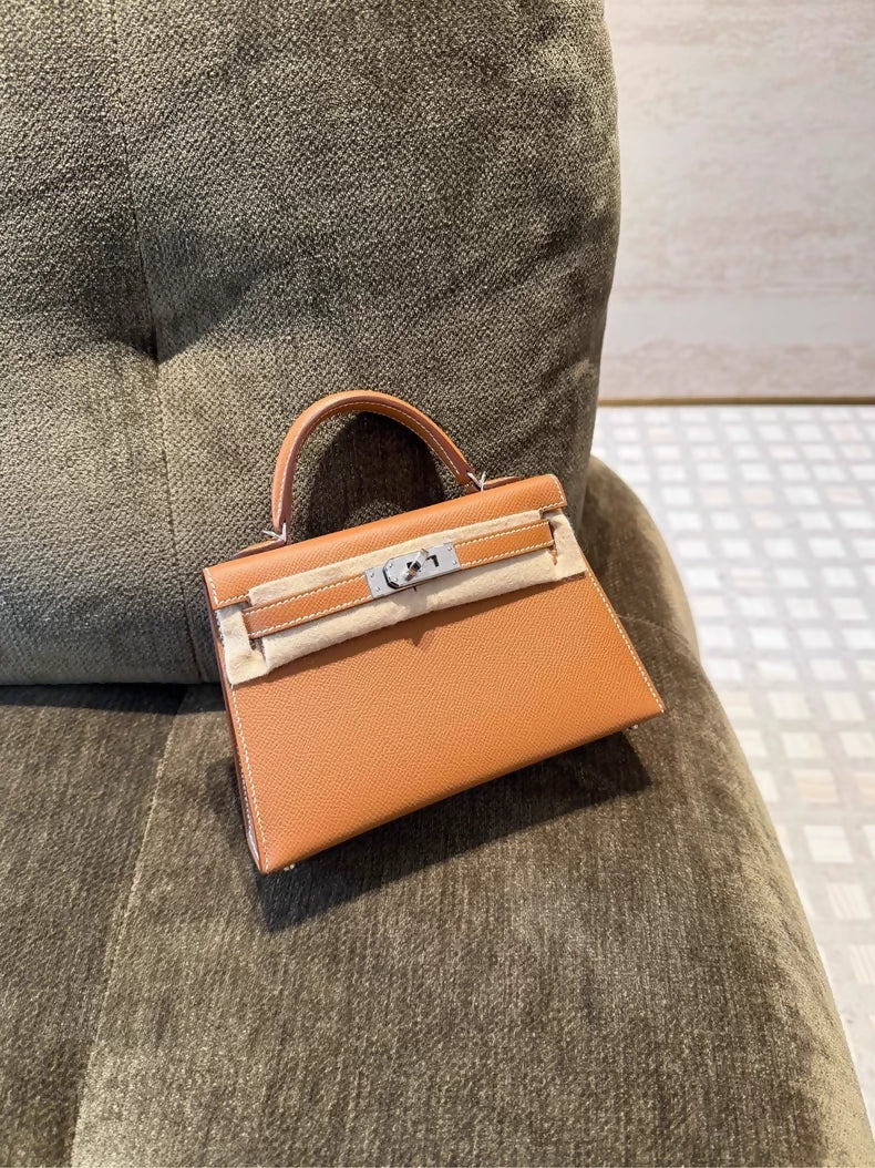 Hermes Mini kelly 20 gold Epsom leather palladium hardware