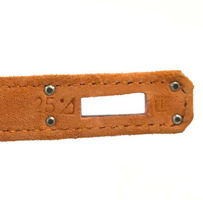 Hermes Mini Kelly Pochettes Orange Suede with palladium hardware