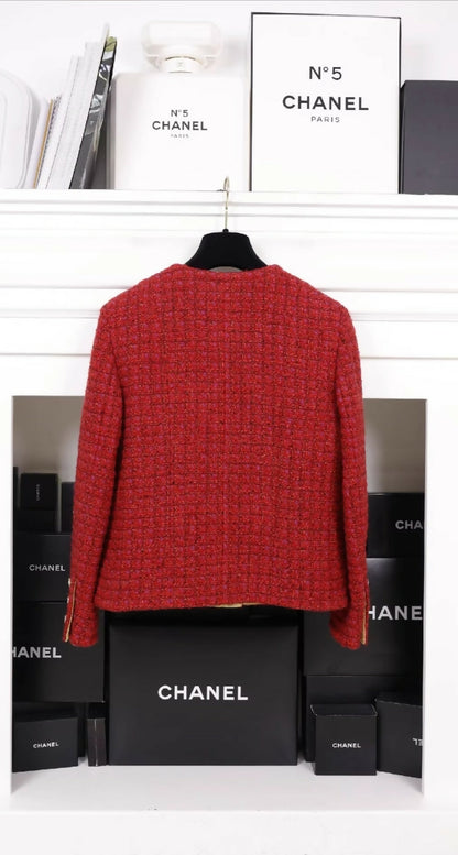 Chanel 23B red tweed jacket