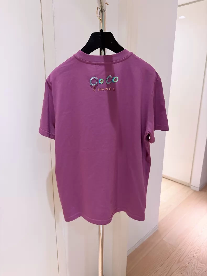 Chanel x Pharrell limited edition purple short-sleeved T-shirt