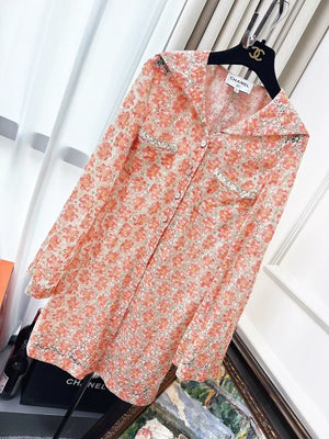 Chanel 25P Orange Camellia Lace All-over CC Cardigan