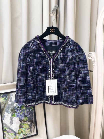 Chanel 23B purple mixed-colour tweed jacket