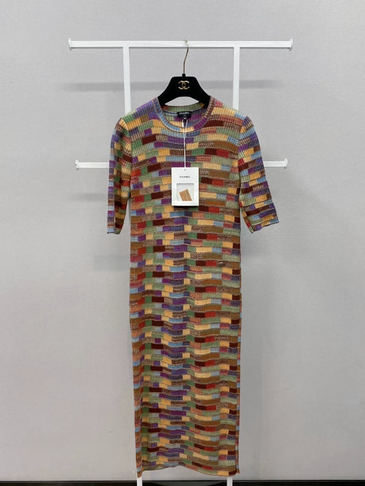 Chanel 18A dress in striped cashmere
