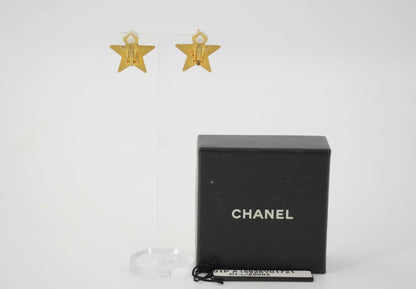 Chanel Vintage 01P Metal Blue-Green Star Clip-on Earrings