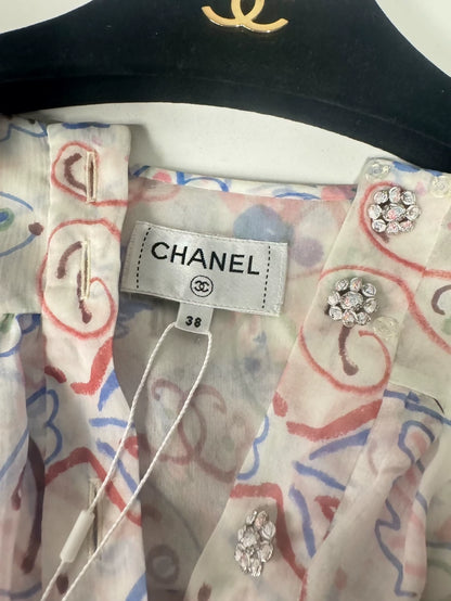Chanel 25C fish print silk dress