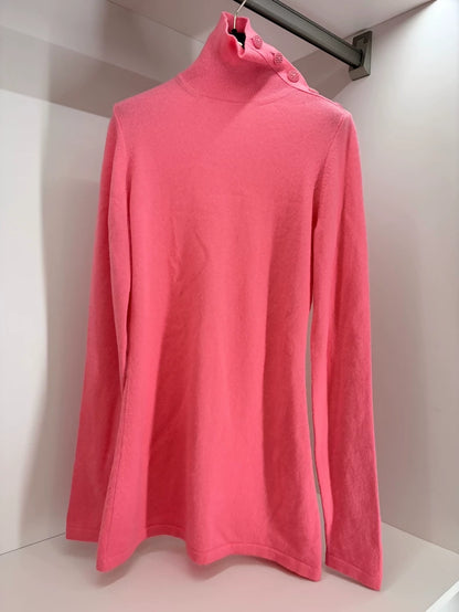 Chanel Watermelon Red Cashmere Turtleneck sweater