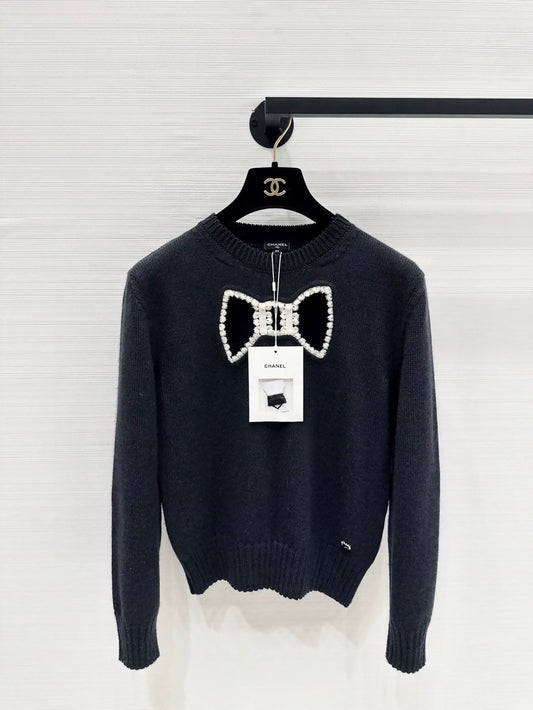 Chanel 25K black bow sweater