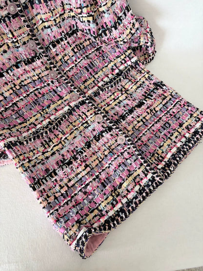 Chanel 22P Pink Mixed Color tweed Coat