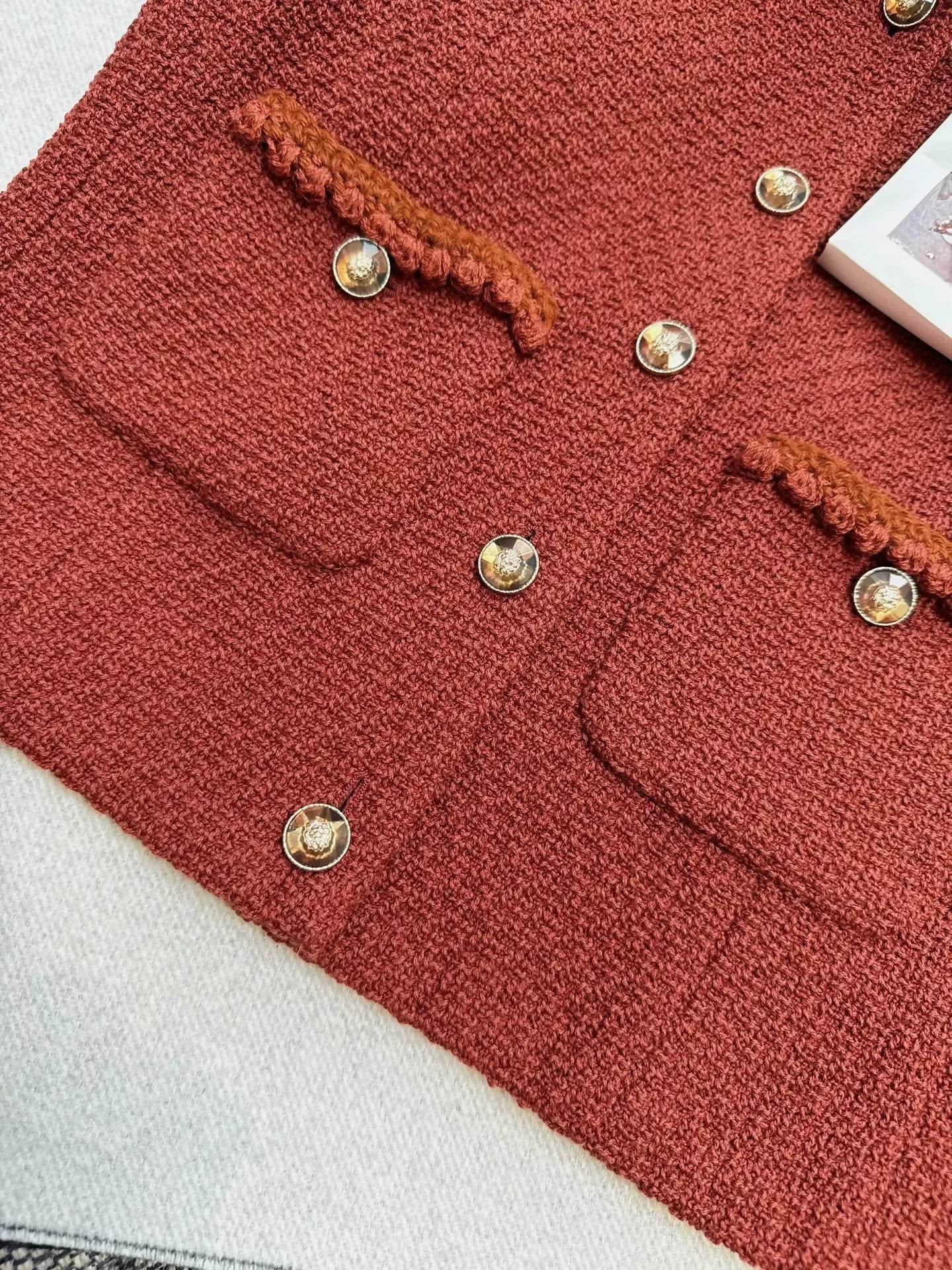 Chanel 24A red tweed vest jacket