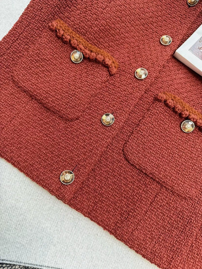Chanel 24A red tweed vest jacket