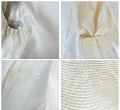 Vintage Chanel 96P Barbie Ivory Shantung Silk Sequin Beaded Pallets Jacket FR 42