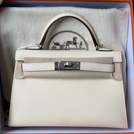 Hermès Mini Kelly 20 Nata Epsom with Palladium Hardware