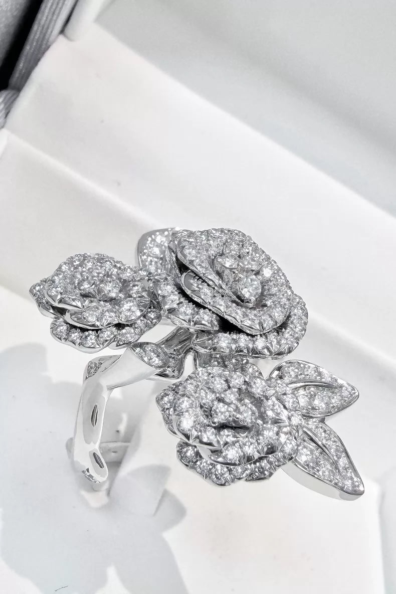 Dior Rose Bagatelle white gold full-diamond rose ring