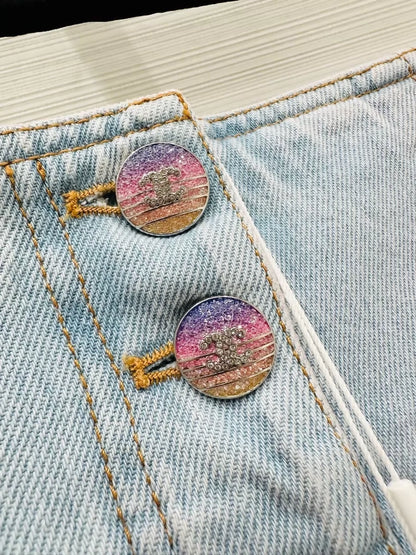 Chanel 24C pink Denim Shorts