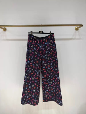 Chanel 24S Colorful CC print Wide-Leg Pants