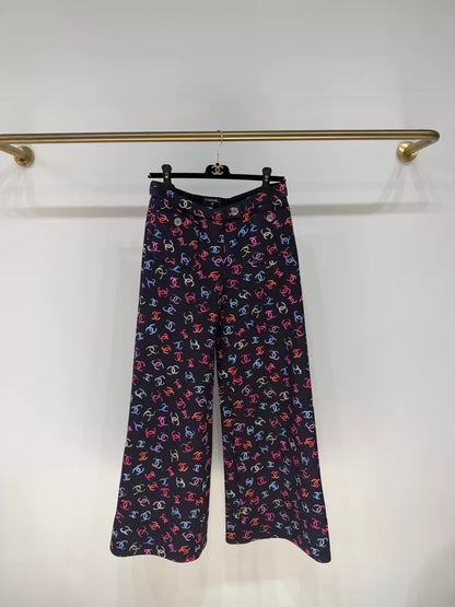 Chanel 24S Colorful CC print Wide-Leg Pants