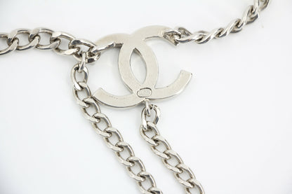 Chanel Vintage 09V Enamel Black & Silver-Tone Metal Waist Chain/Necklace