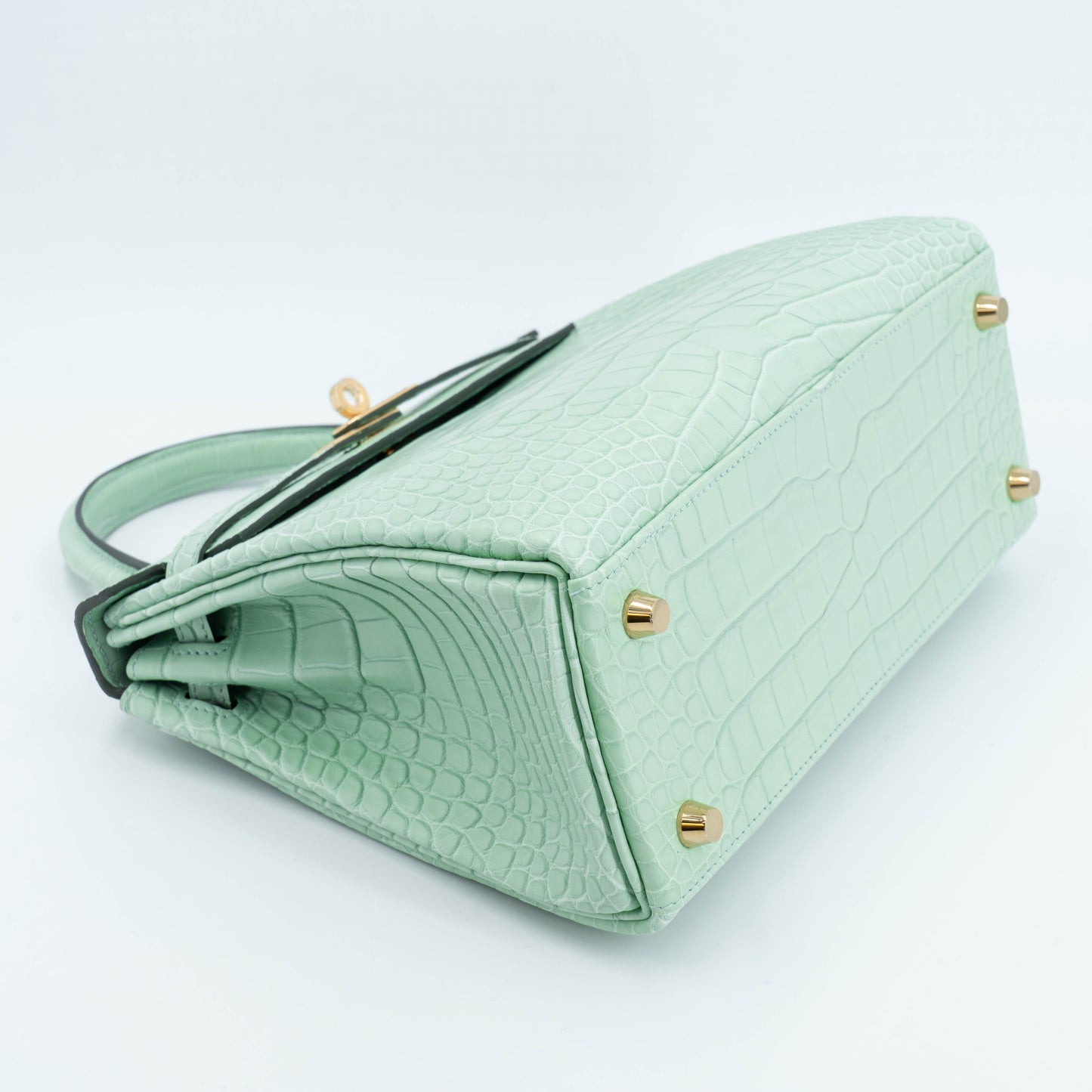 Hermes Kelly 25 Vert d’Eau Matte Alligator Gold hardware