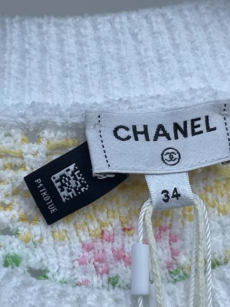 Chanel 24P colorful camellia knit sweater