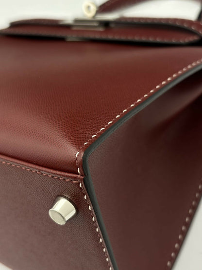 Hermès Kelly 28 Sellier "Miss You" Rouge H (55) Epsom Leather with Contrast Stitching and Palladium Hardware