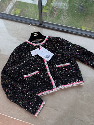 Chanel 24C Black and Pink Sequin Cardigan