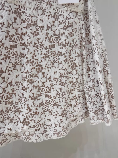 Chanel 23C white Lace Double C Skirt