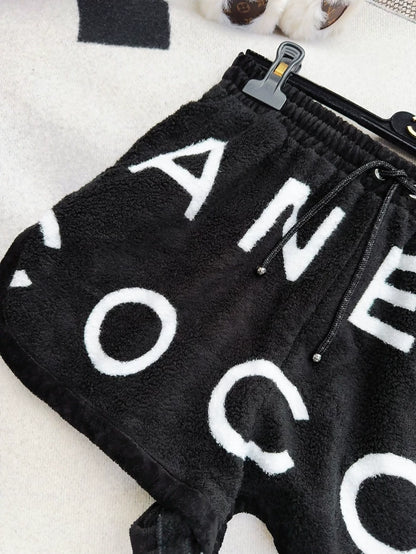 Chanel 23M coco beach black and white logo terry shorts