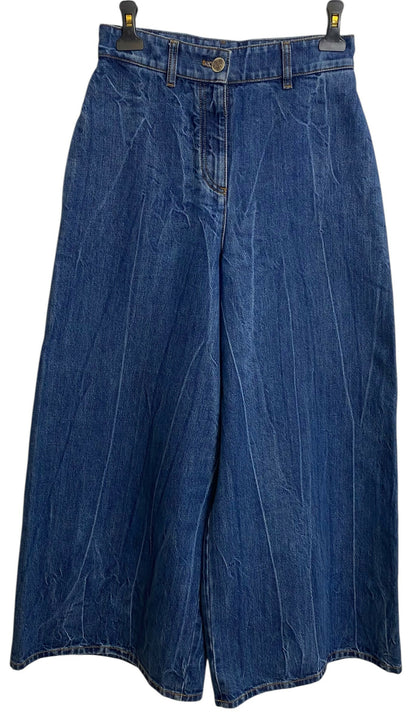 Chanel 19P Sand By The Sea Wide Leg Blue Jeans FR 36