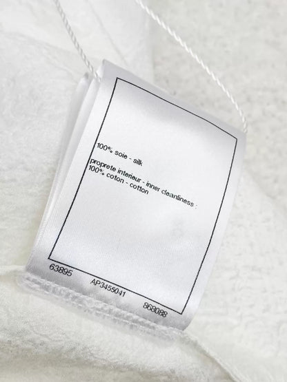 Chanel 26C  White Silk Jacquard Off-Shoulder Blouse