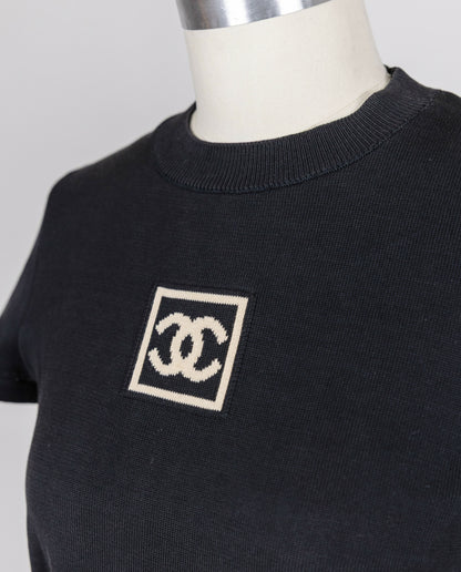 Chanel 2003 Vintage Navy Blue Knit Logo Lounge Set
