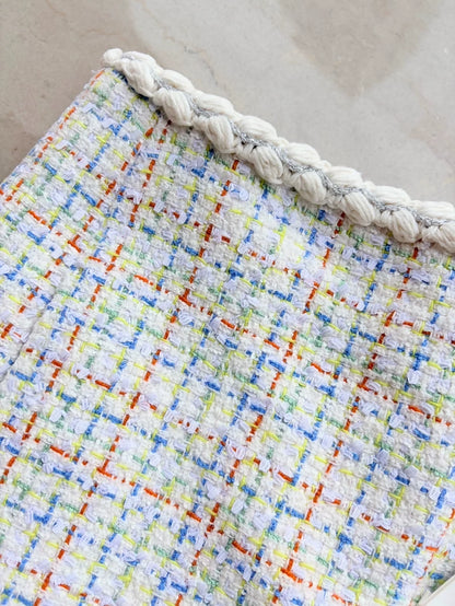 Chanel 25C white Tweed Mini Skirt