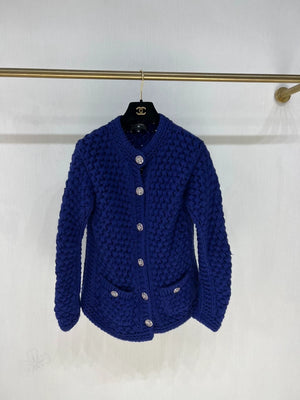 Chanel 22A Royal Blue Knit Cardigan
