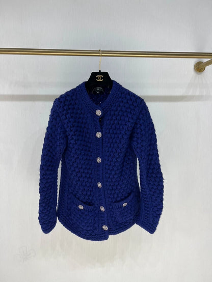 Chanel 22A Royal Blue Knit Cardigan