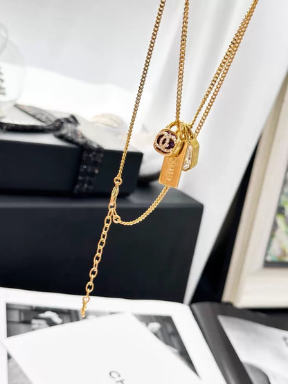 Chanel 21S Vintage style  Three Pendants Chain Necklace