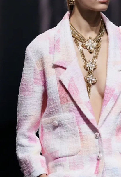 Chanel 23ss new pink woolen jacket