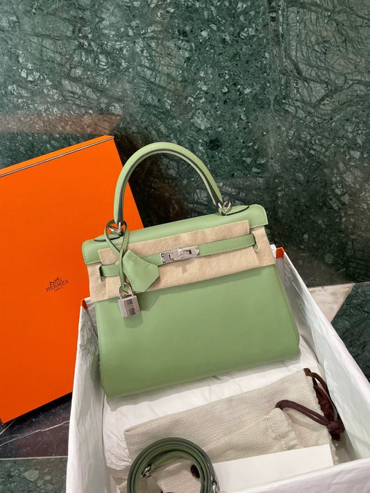 Hermes Kelly 25 3i Vert criquet swift leather palladium hardware