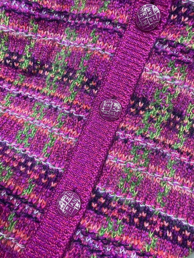Chanel 18B cashmere rose red tweed cardigan
