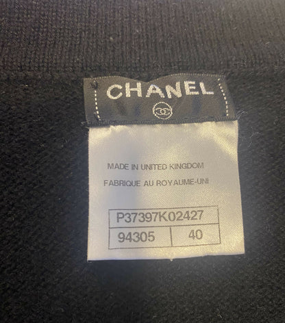 Chanel 10C Paris Venice Black Cashmere Cardigan Long Jacket Cardicoat FR 40