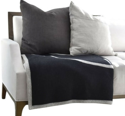 NWT Large Chanel Black & Grey Wool Cashmere CC Throw Blanket Decor