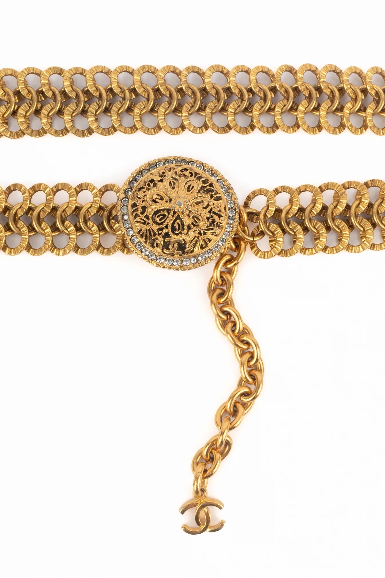Chanel Vintage Gold Chain Belt with Strass Buckle