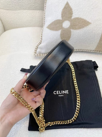 Celine black cuir triomphe chain bag