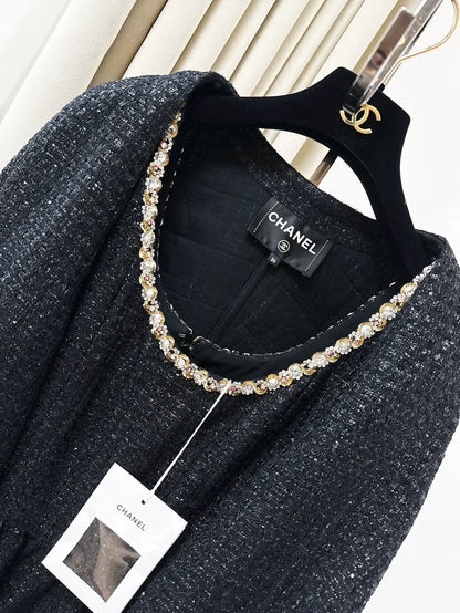 Chanel 23S black tweed dress