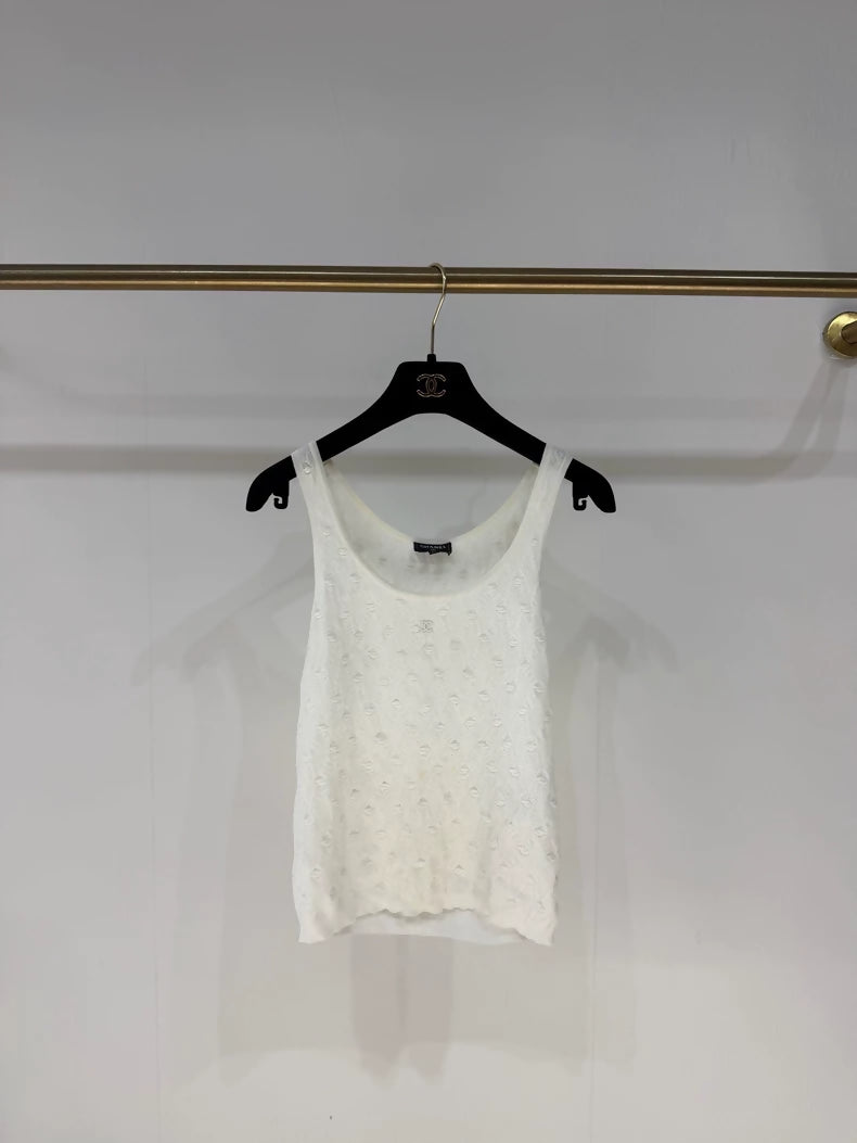 Chanel 24s white knit top