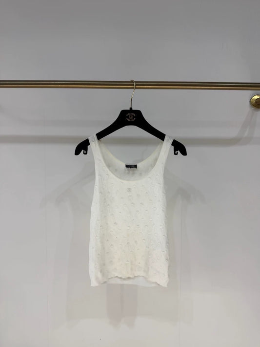 Chanel 24s white knit top