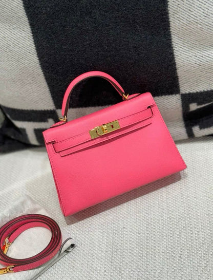 Hermes mini Kelly pink Epsom leather gold hardware stamp Y