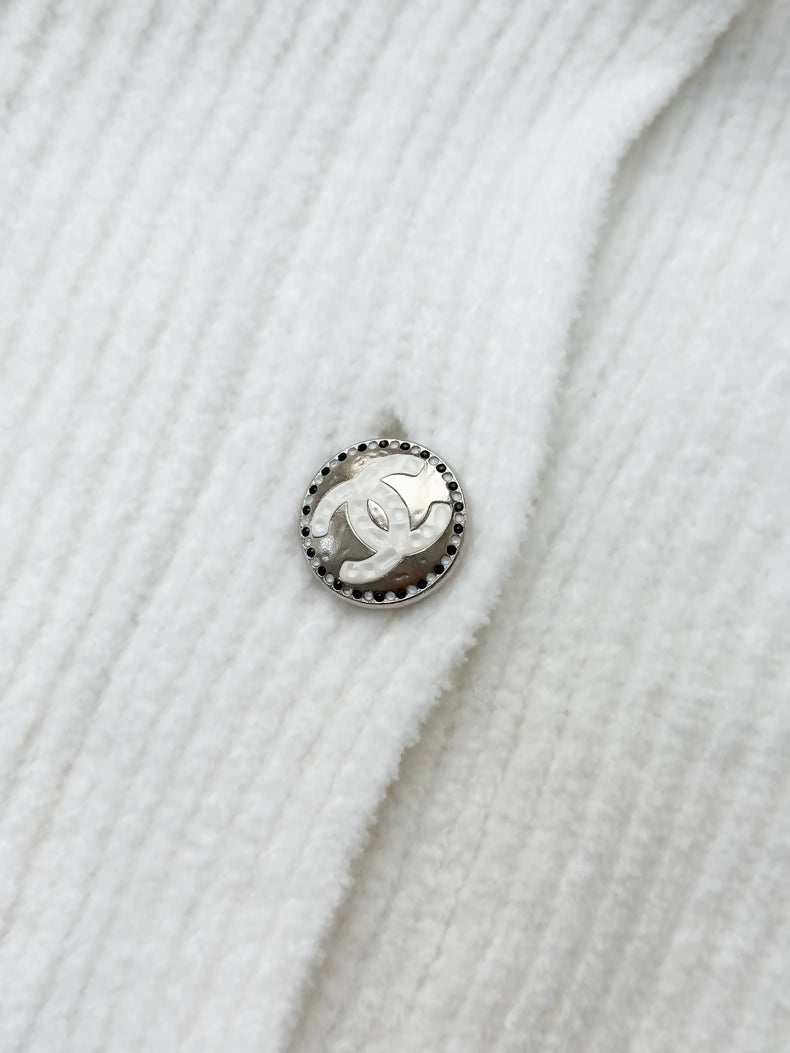 Chanel 23c White Terry knit cardigan number 5