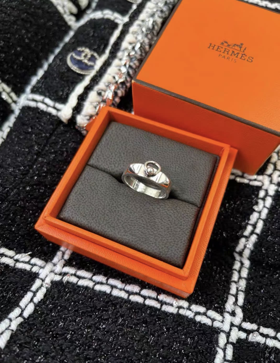 Hermes silver ring