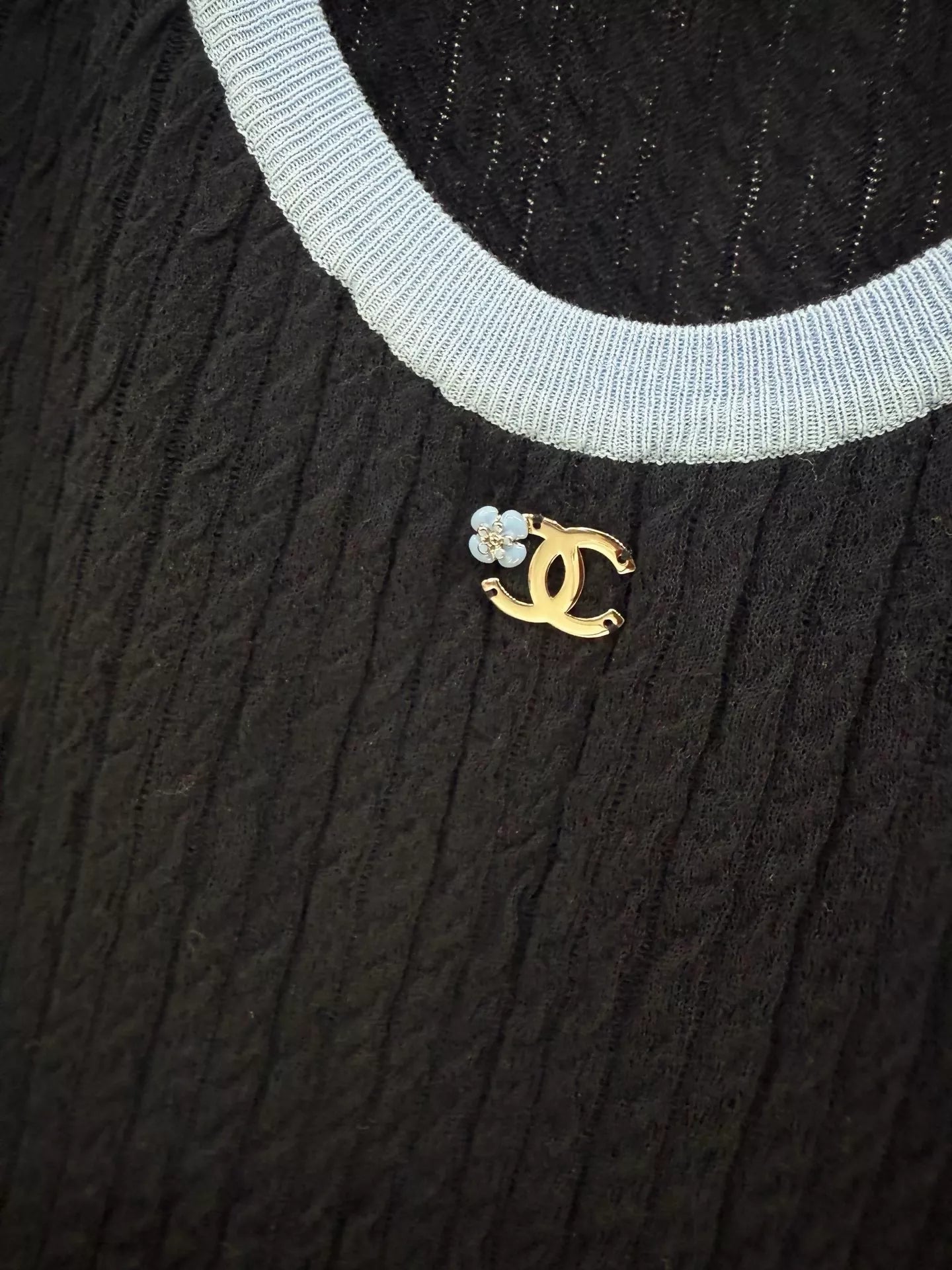 Chanel 24B blue and black knitted dress